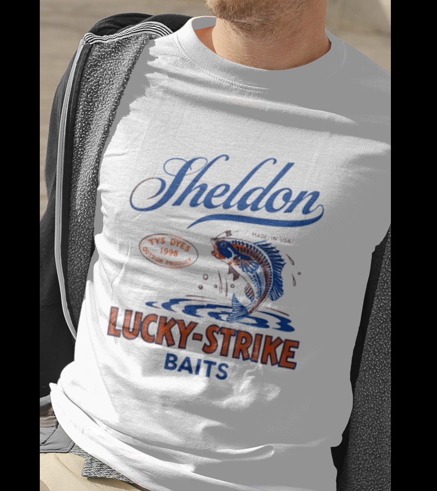 Sheldon Lucky Strike Baits Fishing Made In USA Bass Jumping Water T-Shirt