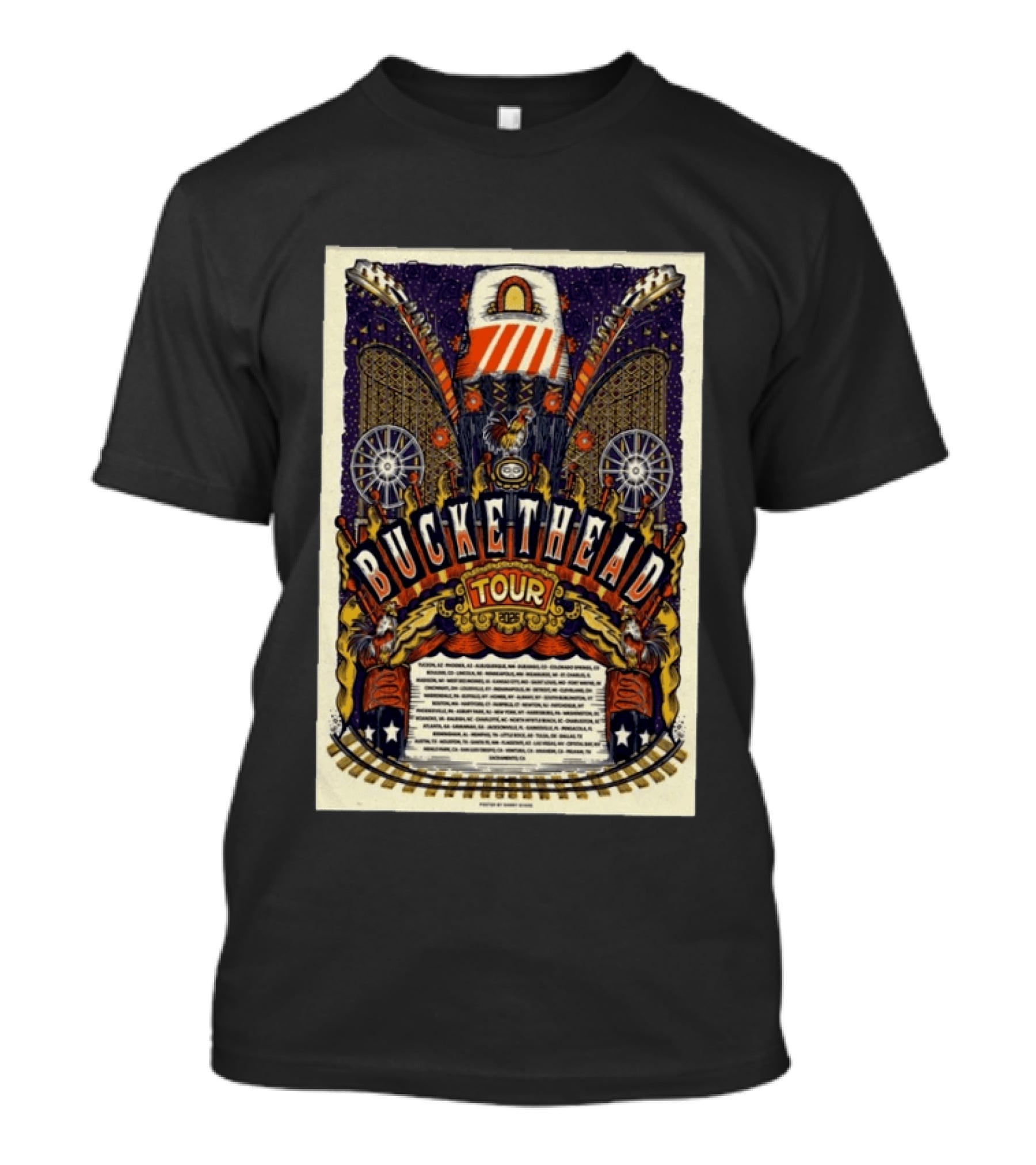 Buckethead 2026 Tour Psychedelic Rock Art With Guitars And Illustrations T-Shirt
