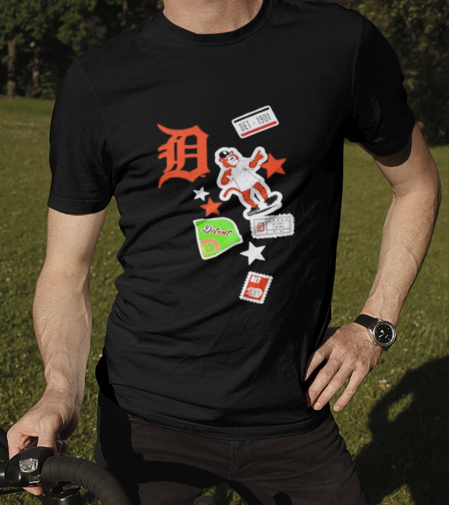 Detroit Tigers New Era Navy City Patch Stars Vintage Baseball Tiger T-Shirt