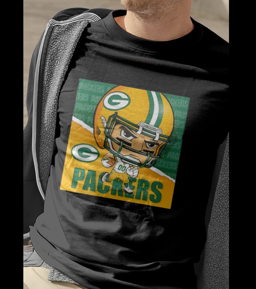 Green Bay Packers Chibi Player Helmet Packers T-Shirt