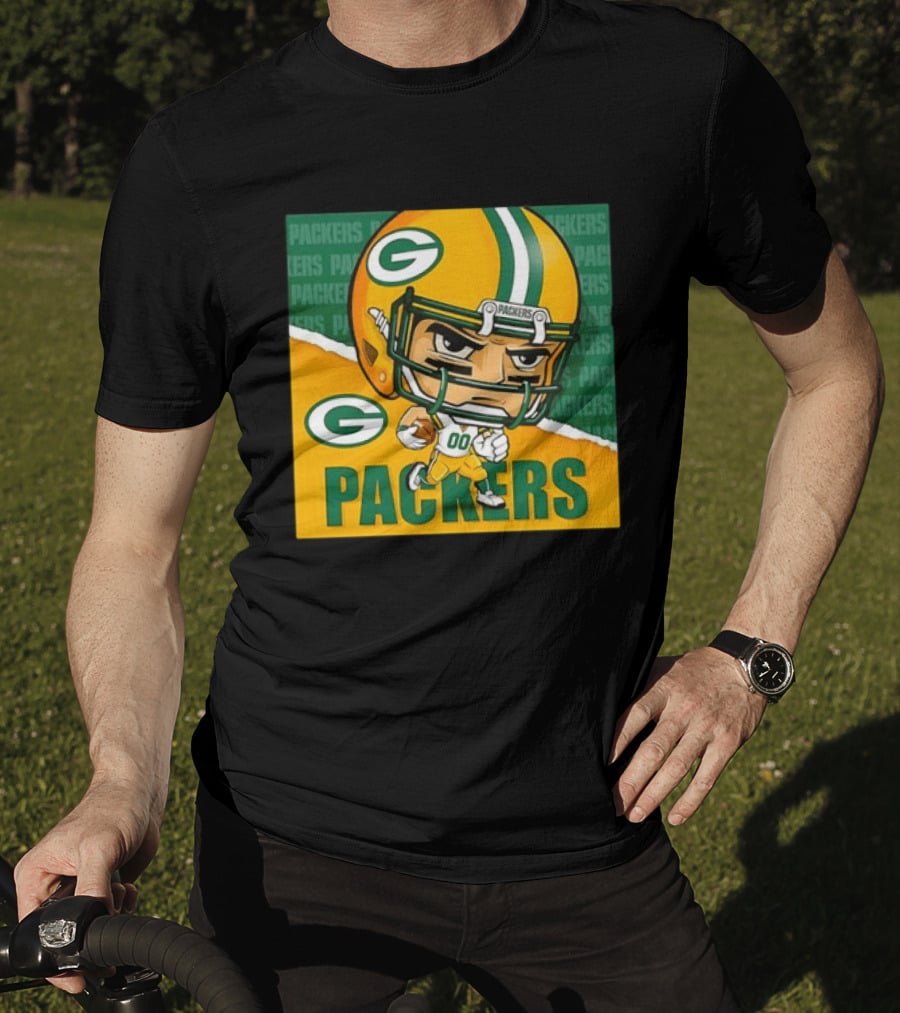 Green Bay Packers Chibi Player Helmet Packers T-Shirt