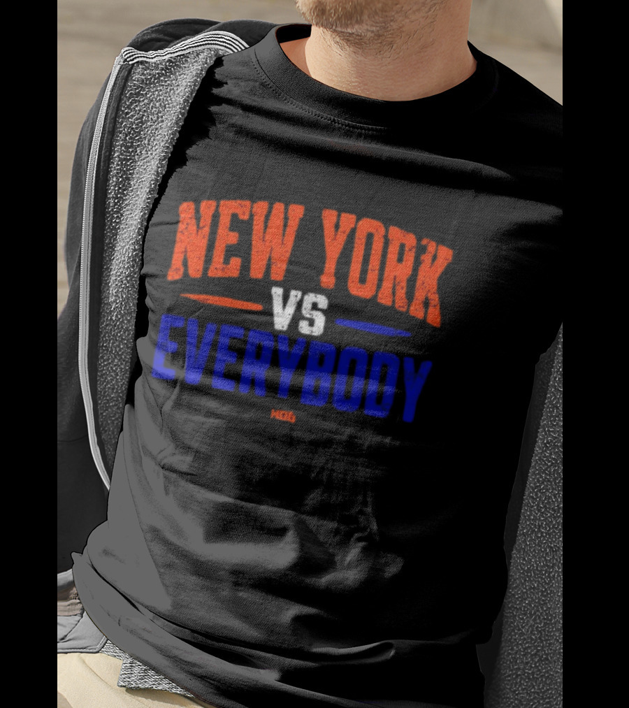 New York Vs Everybody Bold Red White Blue Distressed T-Shirt