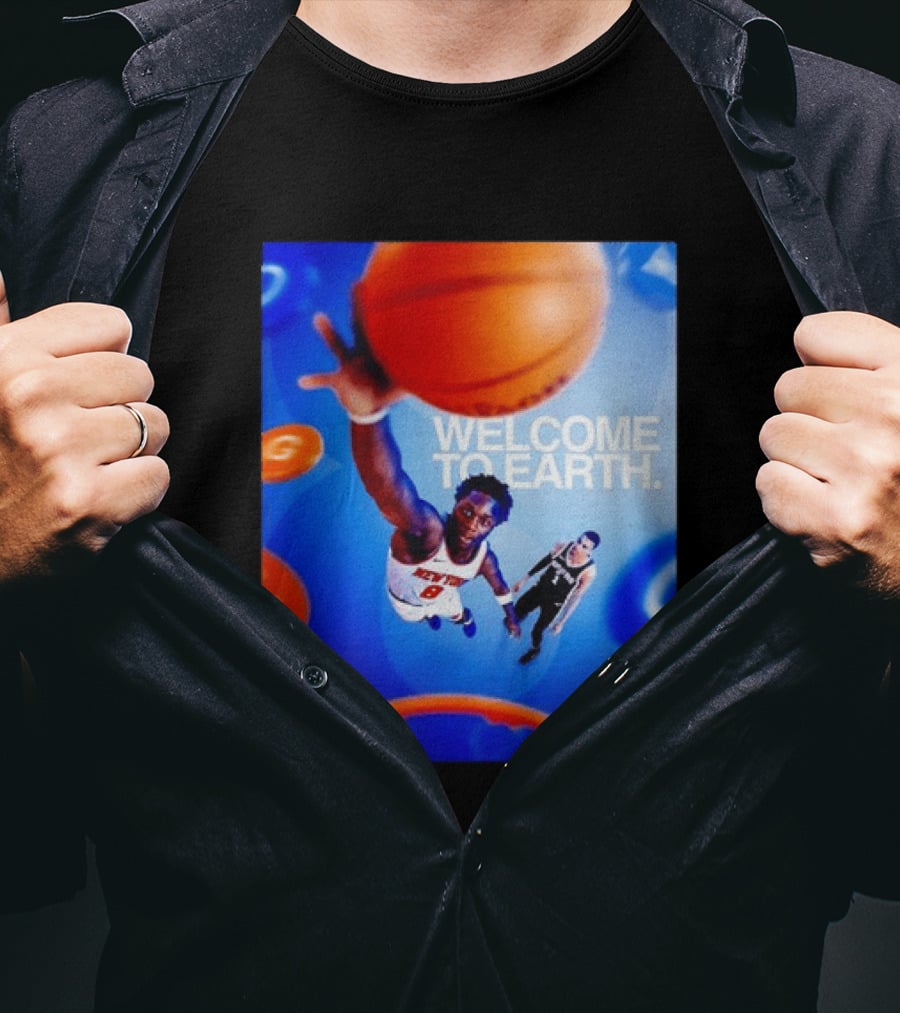 OG Anunoby New York Knicks Welcome To Earth Basketball Moment T-Shirt