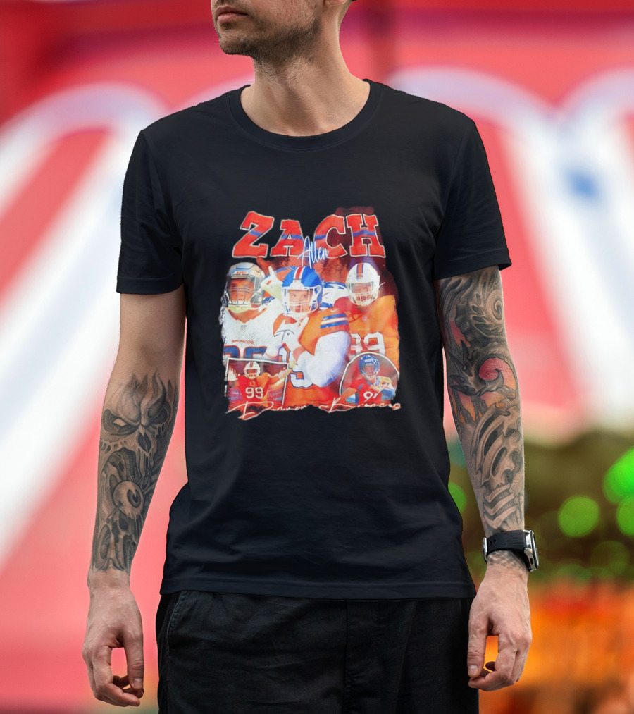 Zach Allen 99 Denver Broncos Football Player Collage T-Shirt