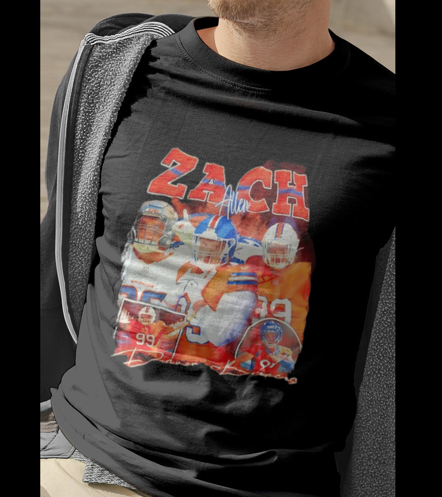 Zach Allen 99 Denver Broncos Football Player Collage T-Shirt