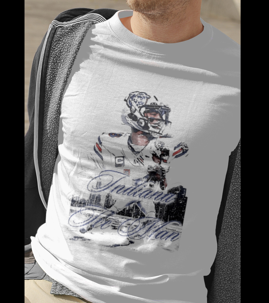 Caleb Williams Chicago Bears Indiana The Man Football Skyline T-Shirt