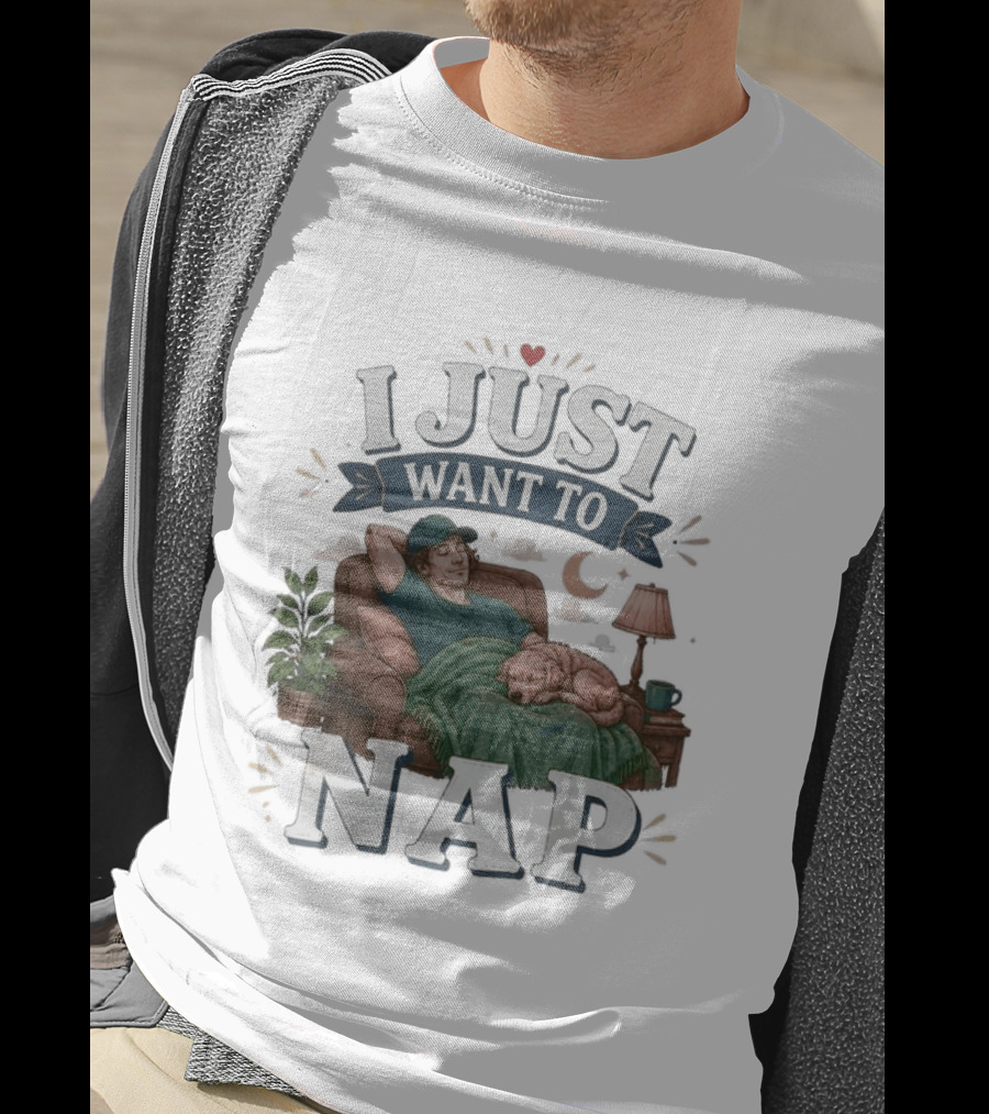 I Just Want To Nap Cozy Scene With Chair And Dog T-Shirt