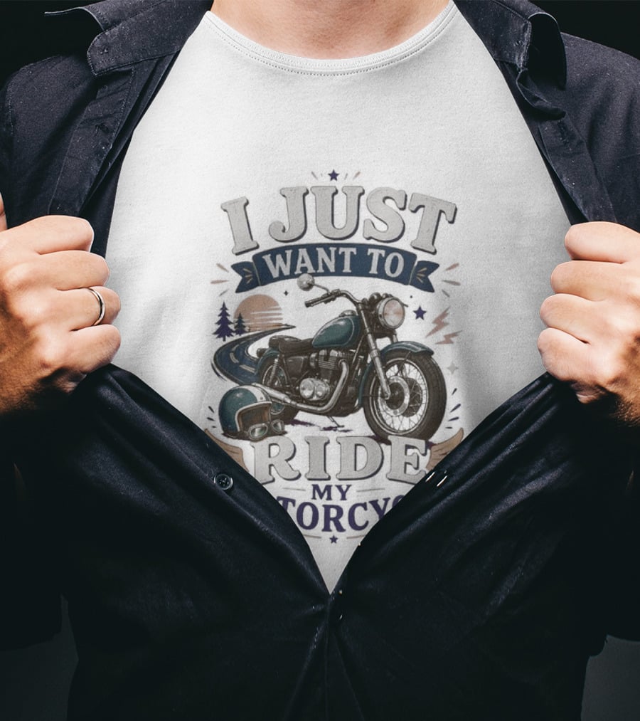 I Just Want To Ride My Motorcycle Retro Sunset And Cruiser T-Shirt