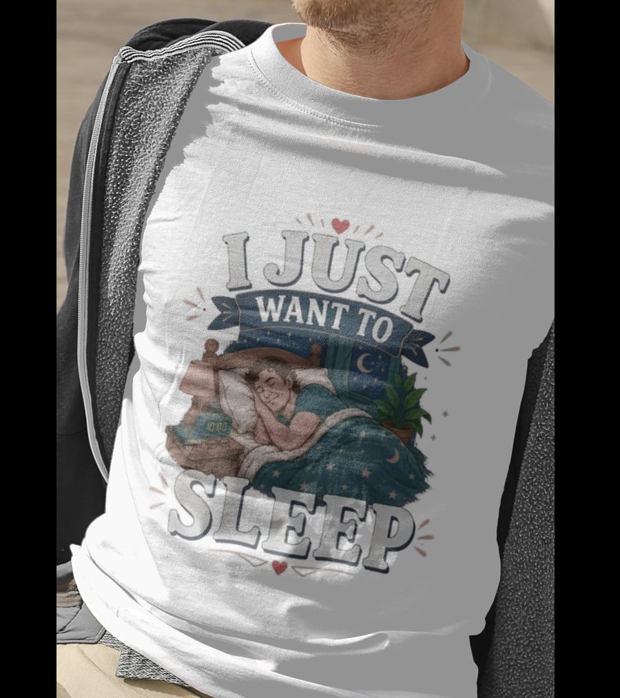 I Just Want To Sleep Cozy Bed Nighttime Scene T-Shirt