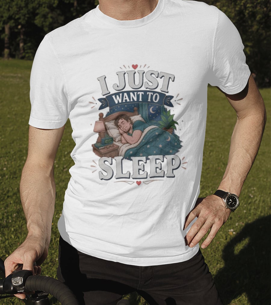 I Just Want To Sleep Cozy Bed Nighttime Scene T-Shirt