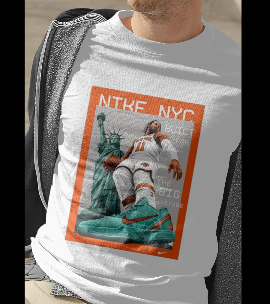 Jalen Brunson New York Knicks NTKE NYC Built For The Big Stage Statue Of Liberty Nike Zoom T-Shirt