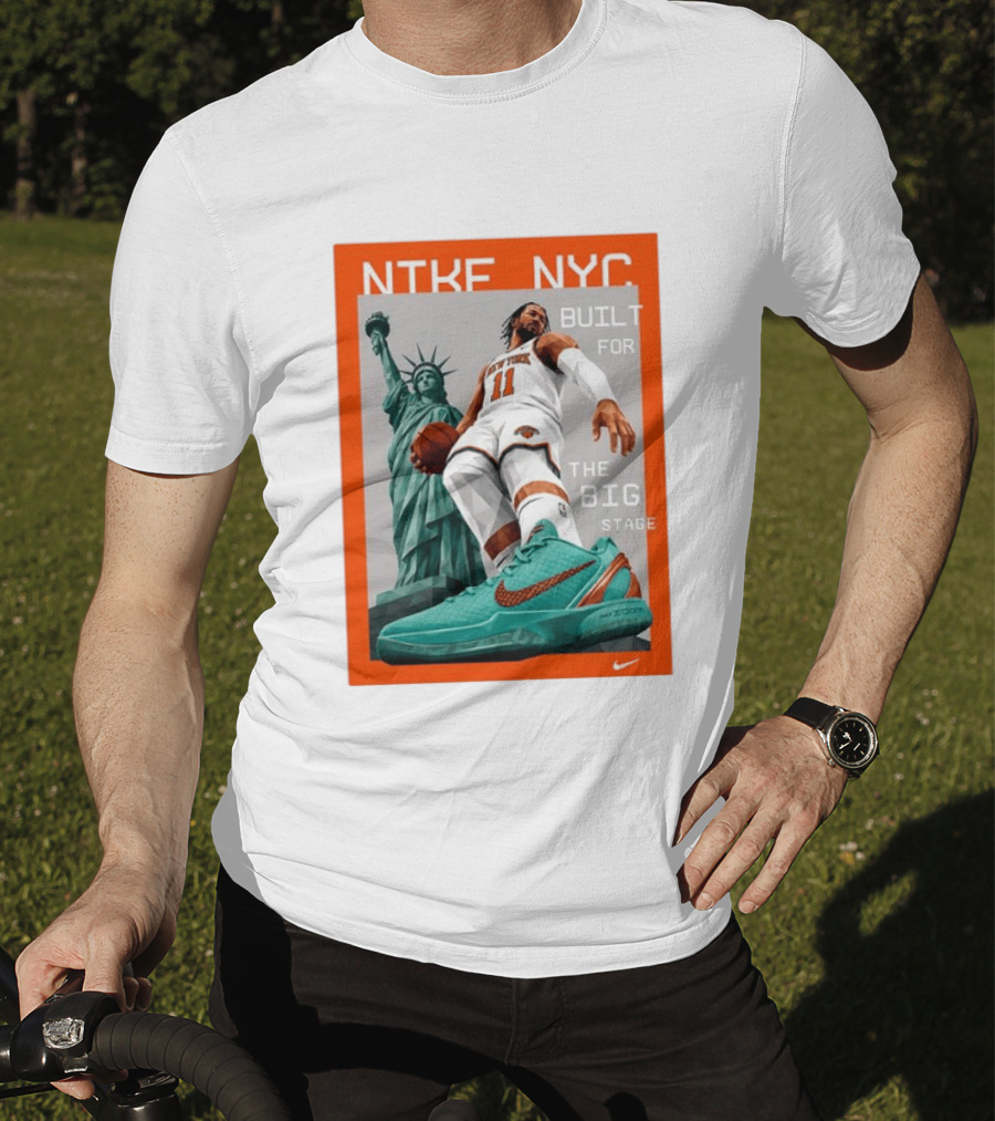 Jalen Brunson New York Knicks NTKE NYC Built For The Big Stage Statue Of Liberty Nike Zoom T-Shirt