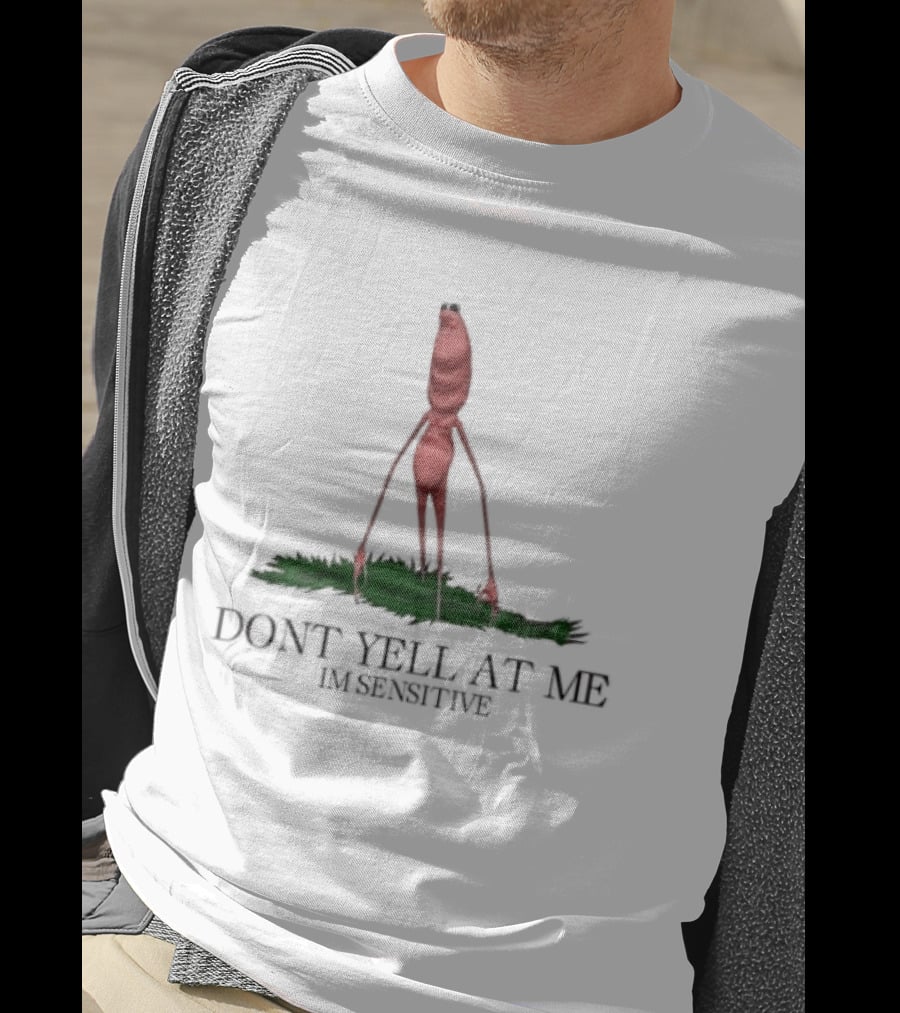 Marcus The Worm Don't Yell At Me I'm Sensitive Red Worm Green Grass T-Shirt