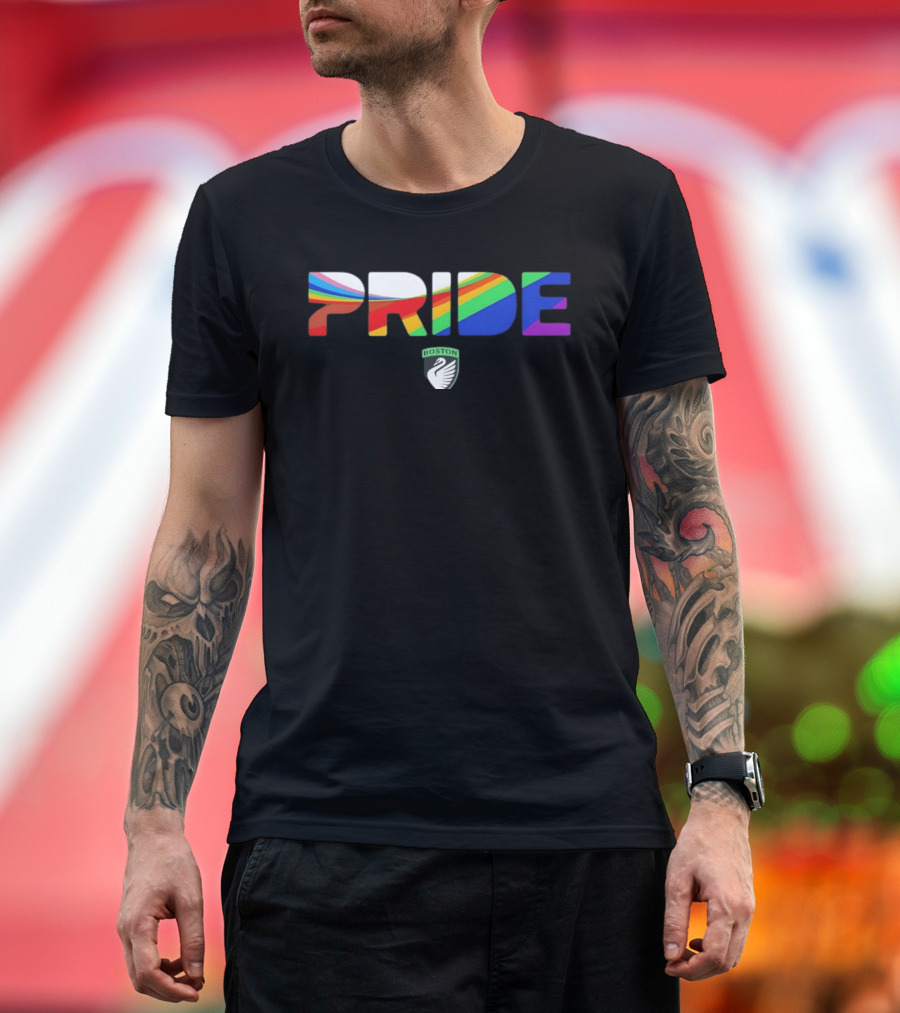Boston Legacy FC Pride Rainbow Stripes 2026 Swan T-Shirt