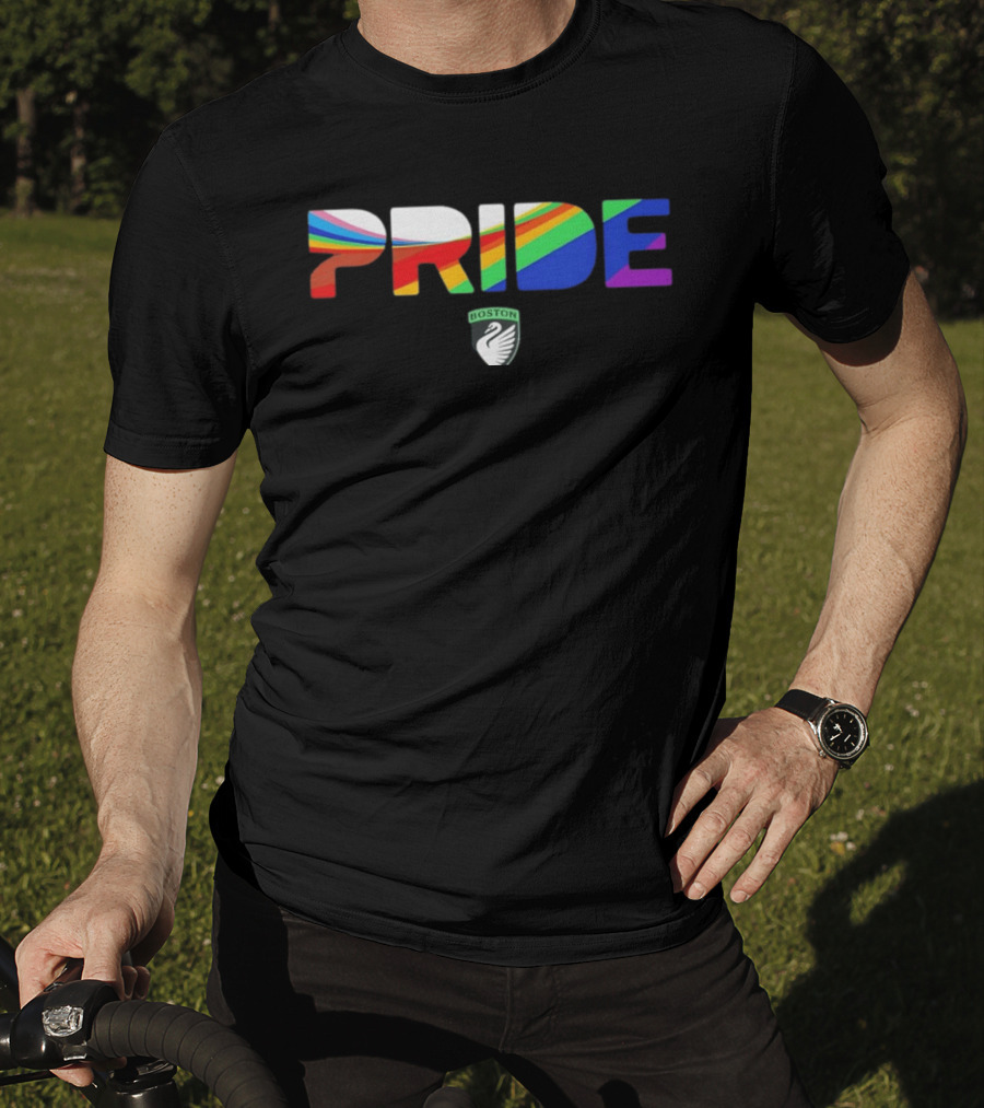 Boston Legacy FC Pride Rainbow Stripes 2026 Swan T-Shirt