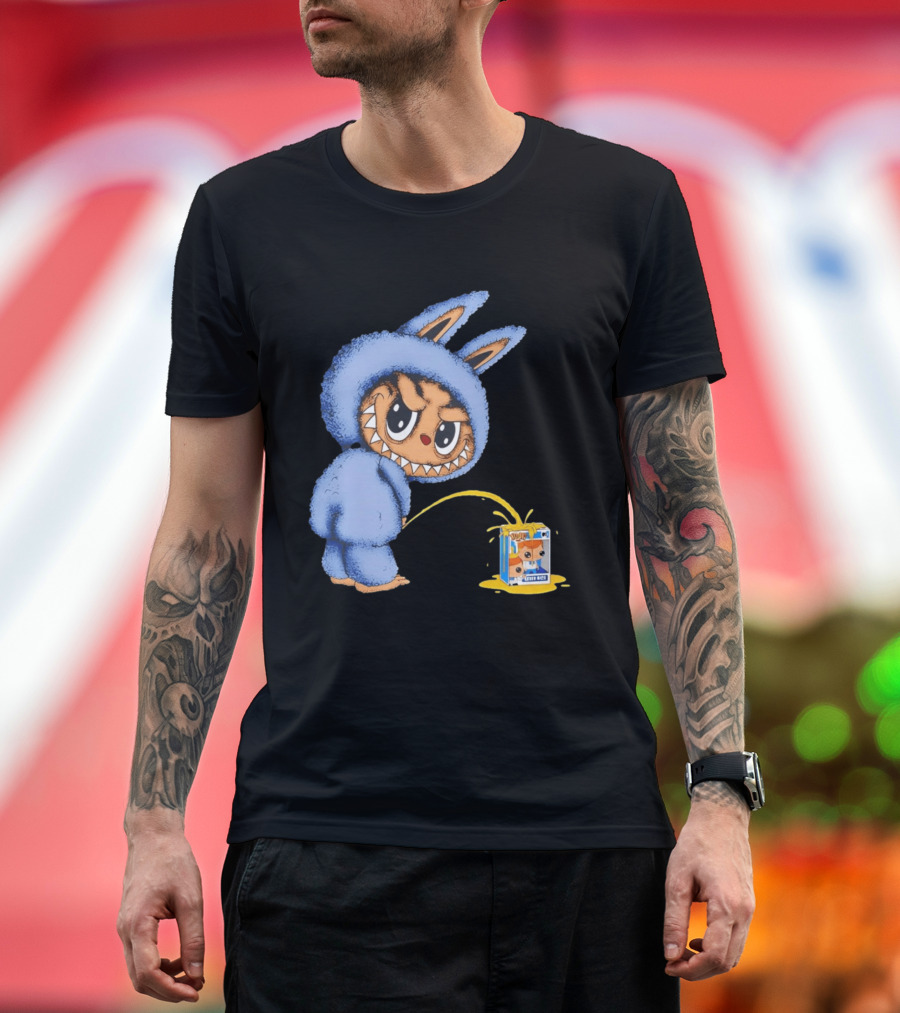 Labubu Peeing On Pop Figures Juice Box Fun Concept T-Shirt