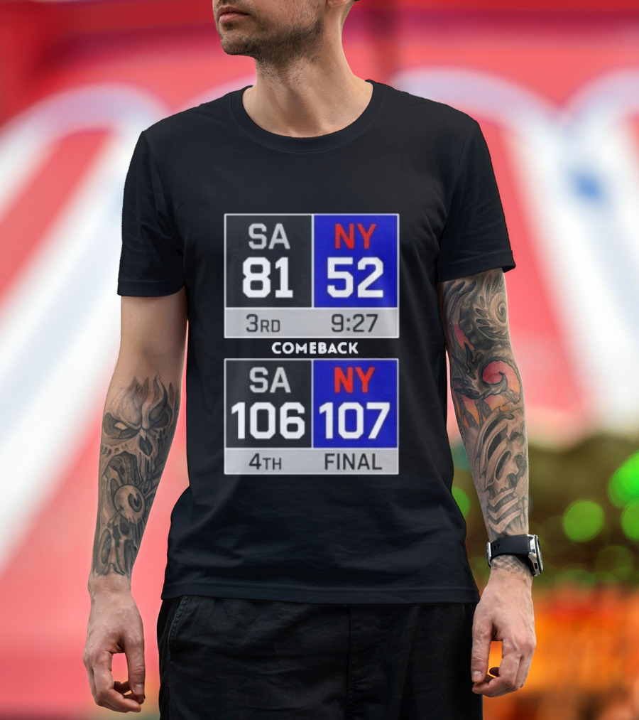 New York Knicks Epic Comeback Victory Against San Antonio Scoreboard Highlights T-Shirt