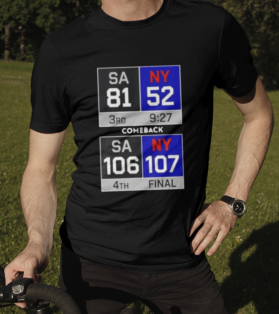 New York Knicks Epic Comeback Victory Against San Antonio Scoreboard Highlights T-Shirt