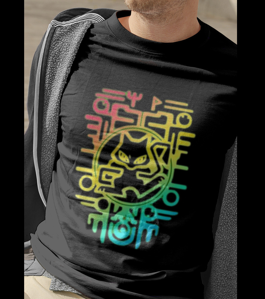 Og Ancient Mew And Mewtwo Pokemon Holographic Hieroglyphic T-Shirt