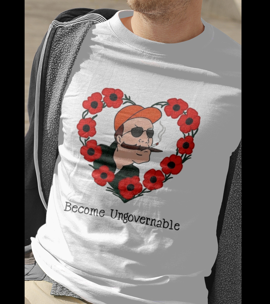 Become Ungovernable Dale Gribble King Of The Hill Red Flower Heart T-Shirt