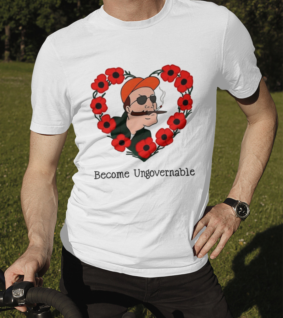 Become Ungovernable Dale Gribble King Of The Hill Red Flower Heart T-Shirt