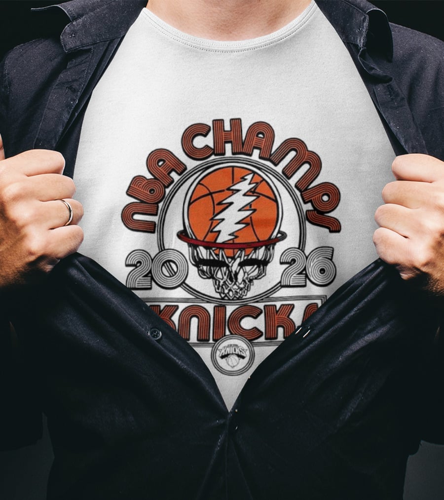 NBA Champs 2026 New York Knicks Grateful Dead Collaboration T-Shirt