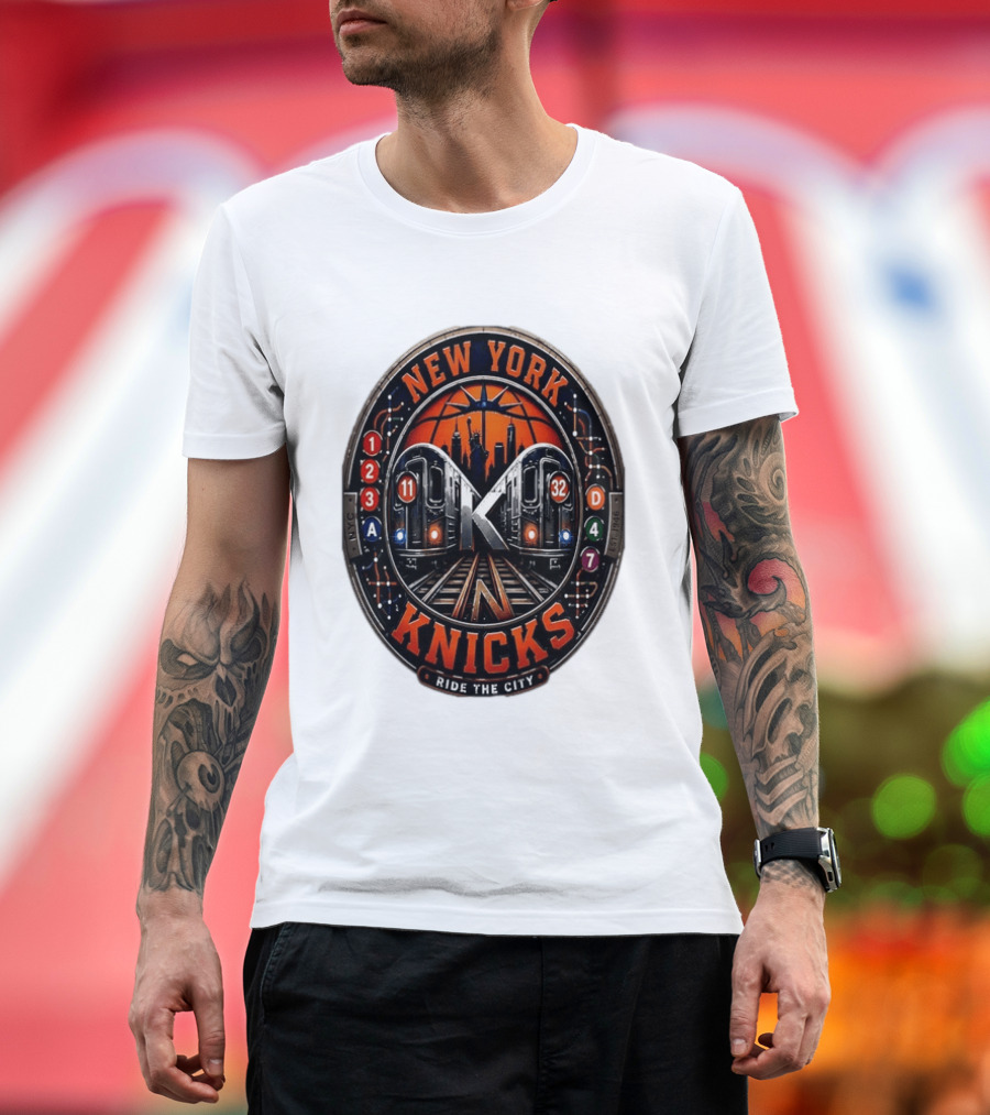 New York Knicks Ride The City Subway Basketball Skyline T-Shirt