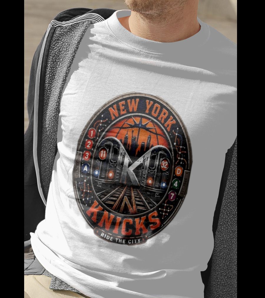 New York Knicks Ride The City Subway Basketball Skyline T-Shirt