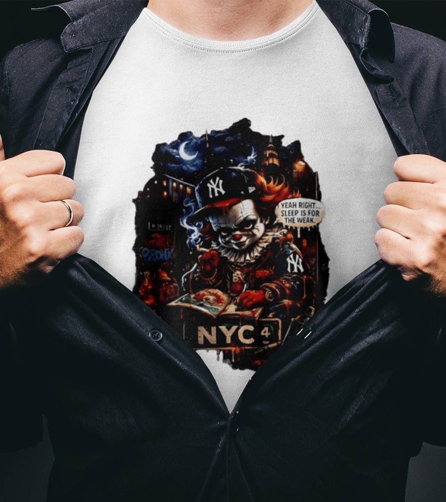 Pennywise NYC Yankees Bronx Thug Life Yeah Right Sleep Is For The Weak T-Shirt