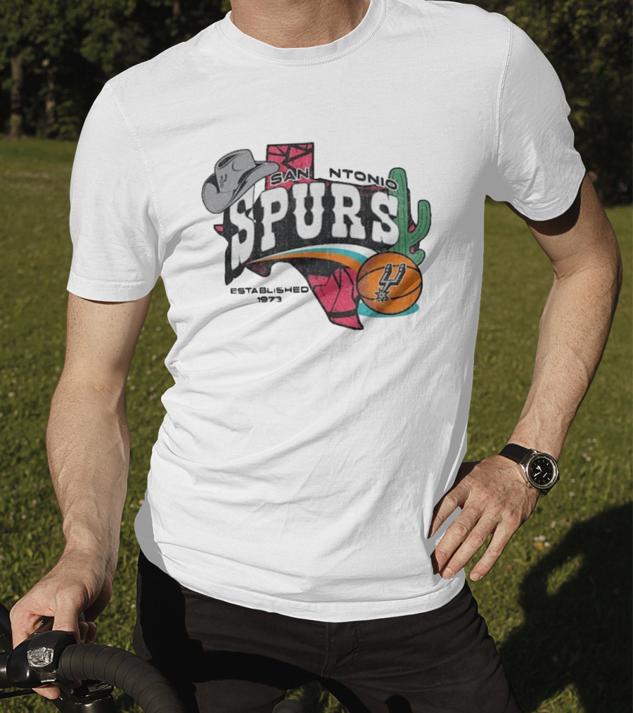 San Antonio Spurs Established 1973 Texas Map Basketball Cactus Cowboy Hat T-Shirt