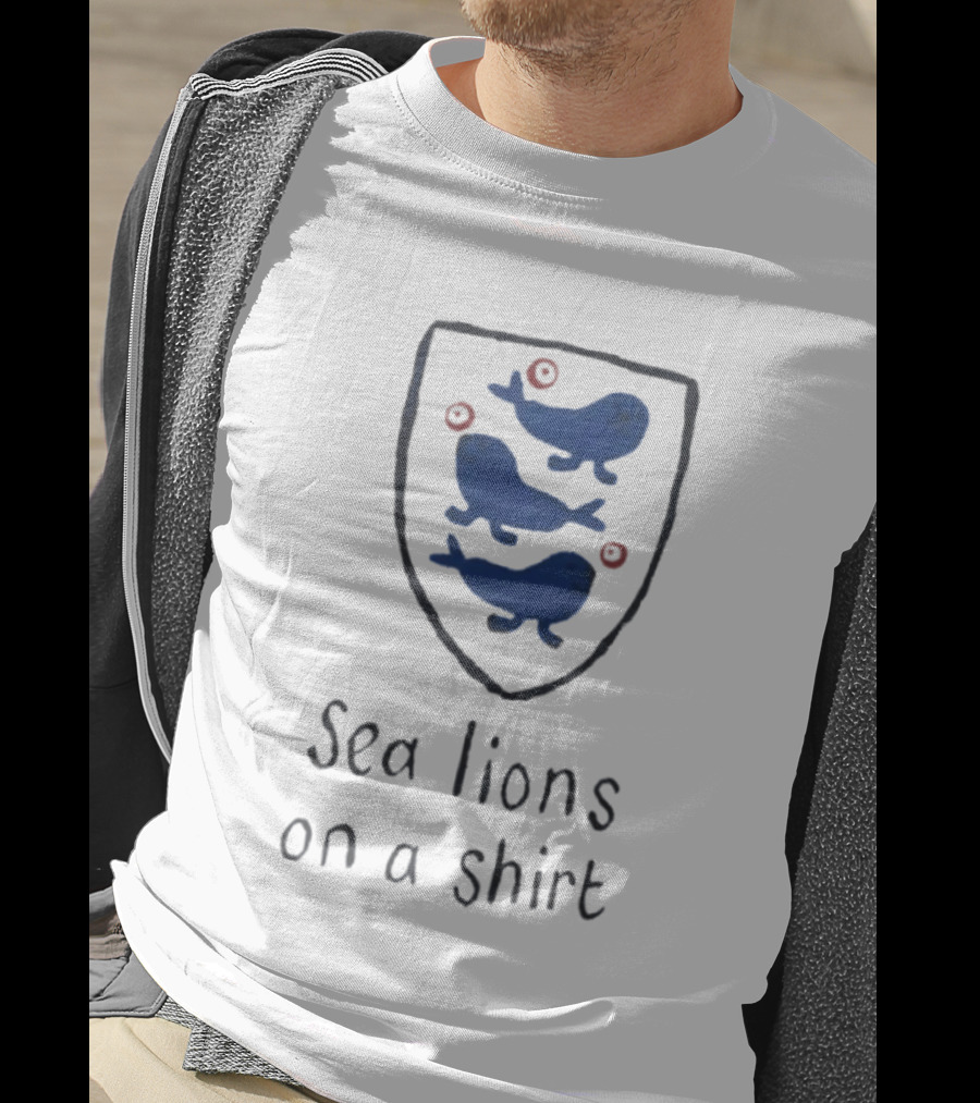 Sea Lions On A Shield Logo England Football Playful T-Shirt