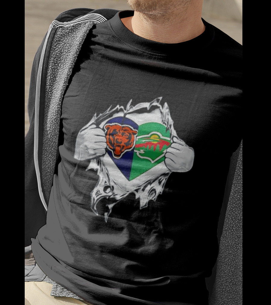 Bears Wild Heart Ripping Open Dual Fans T-Shirt