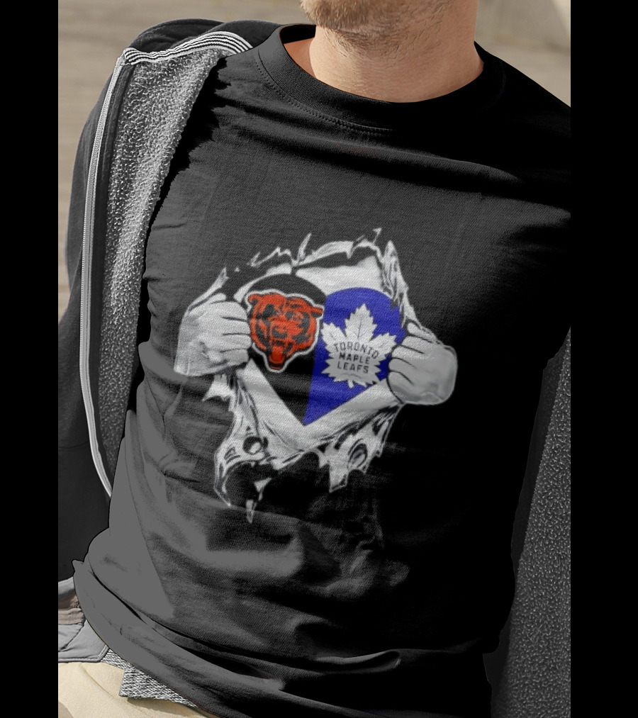 Bears Toronto Maple Leafs Heart Ripping Open Concept T-Shirt