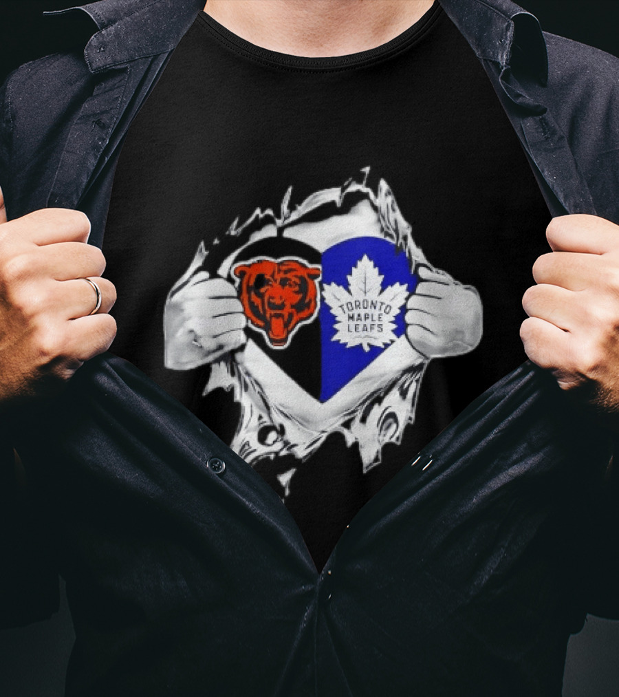 Bears Toronto Maple Leafs Heart Ripping Open Concept T-Shirt