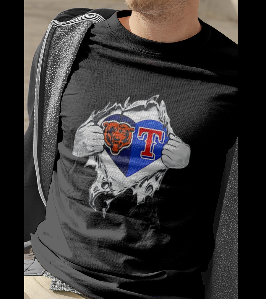 Chicago Bears And Texas Rangers Heart T-Shirt