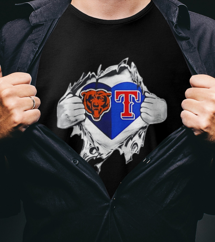 Chicago Bears And Texas Rangers Heart T-Shirt