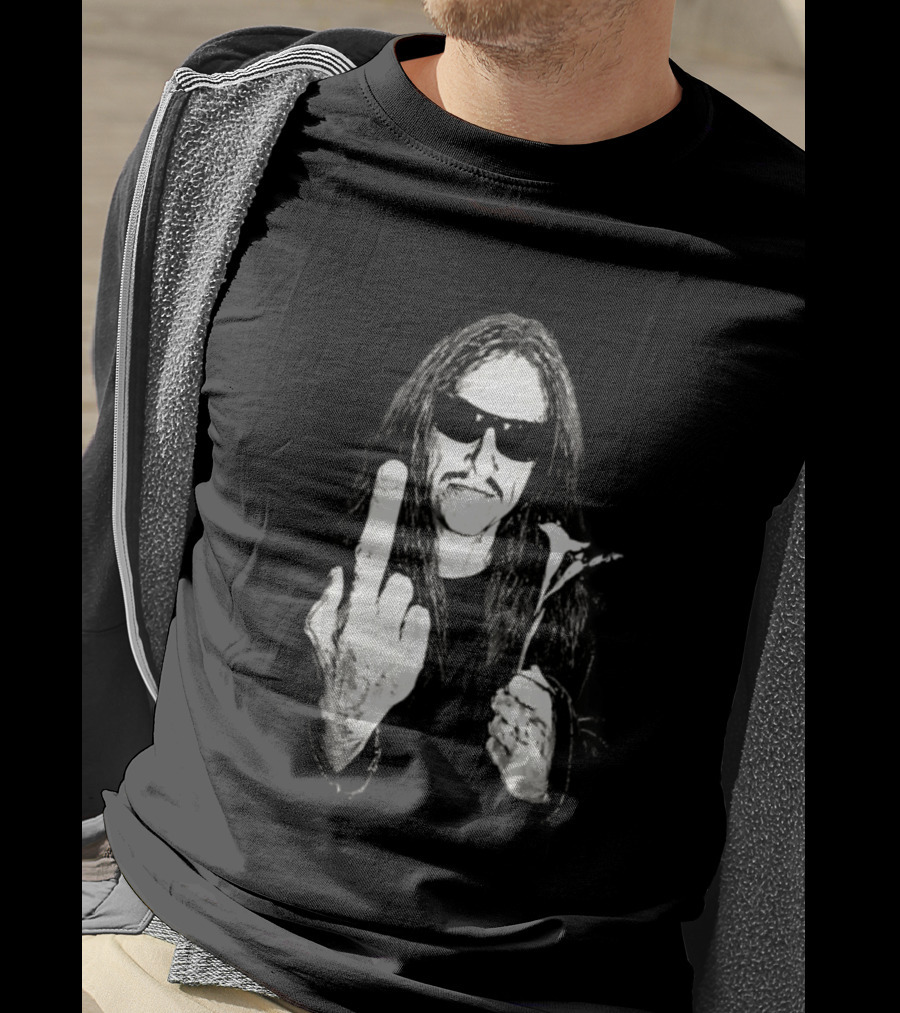 Cliff Burton Middle Finger Black And White Sunglasses Lily Flower T-Shirt