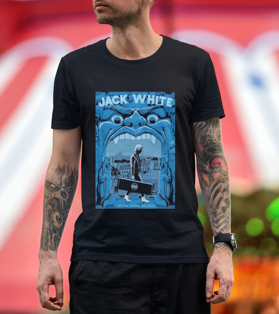 Jack White L'Olympia Paris France June 14 2026 Concert Imagery Blue Gargoyle T-Shirt