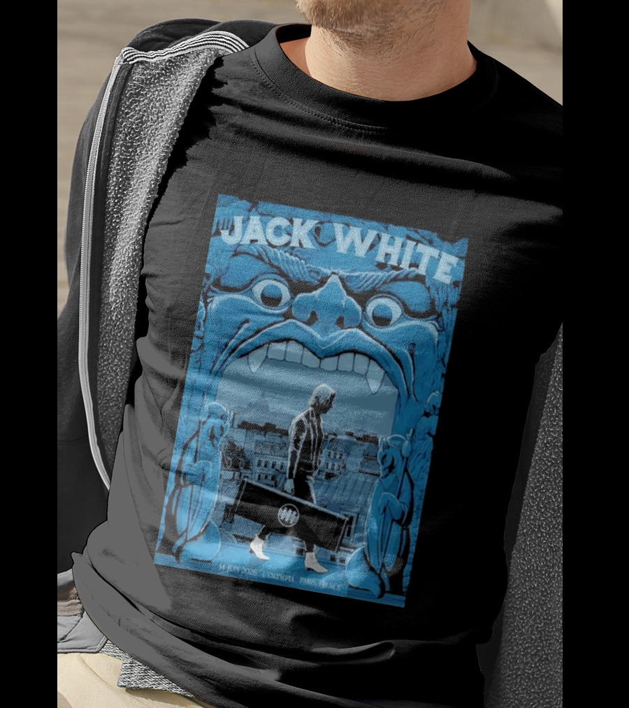 Jack White L'Olympia Paris France June 14 2026 Concert Imagery Blue Gargoyle T-Shirt