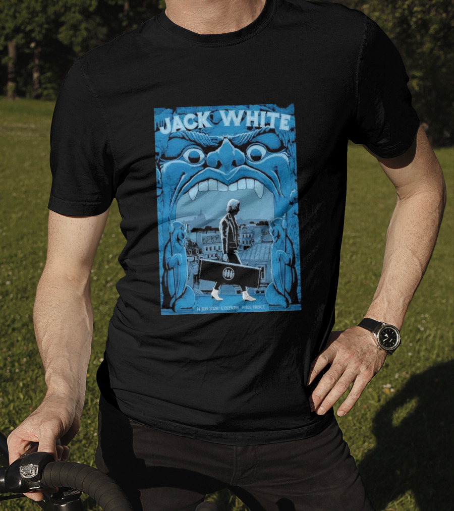 Jack White L'Olympia Paris France June 14 2026 Concert Imagery Blue Gargoyle T-Shirt
