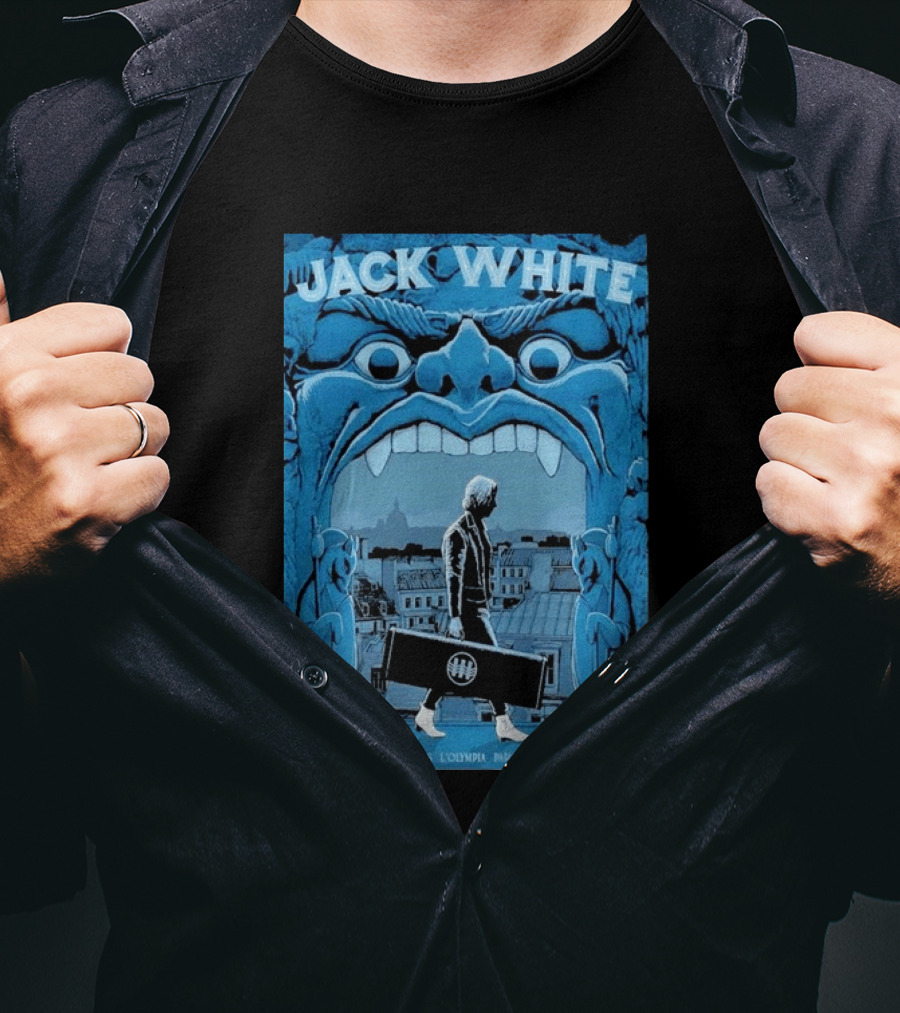 Jack White L'Olympia Paris France June 14 2026 Concert Imagery Blue Gargoyle T-Shirt