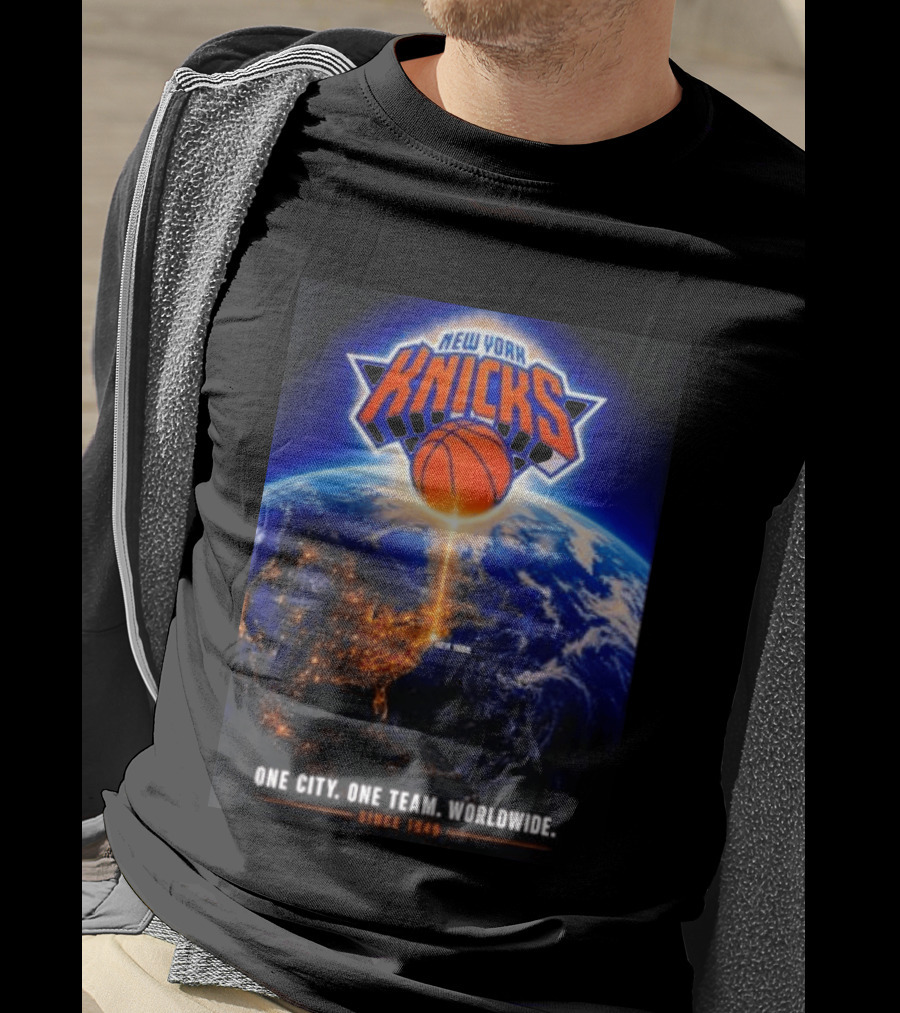 New York Knicks One City One Team Worldwide Since 1946 Earth Basketball T-Shirt