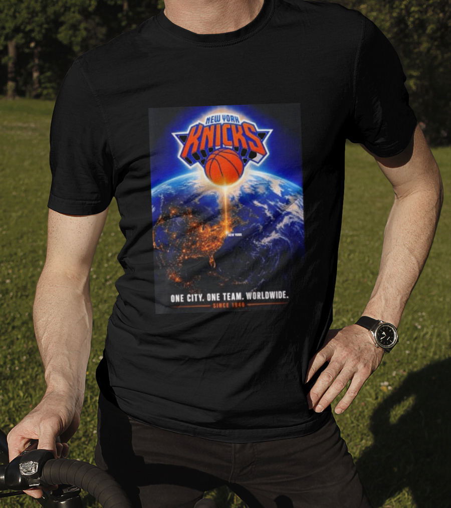 New York Knicks One City One Team Worldwide Since 1946 Earth Basketball T-Shirt