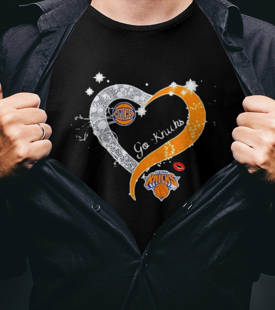 NY Knicks Heart Go Knicks Lips New York Knicks Basketball Team Fan T-Shirt