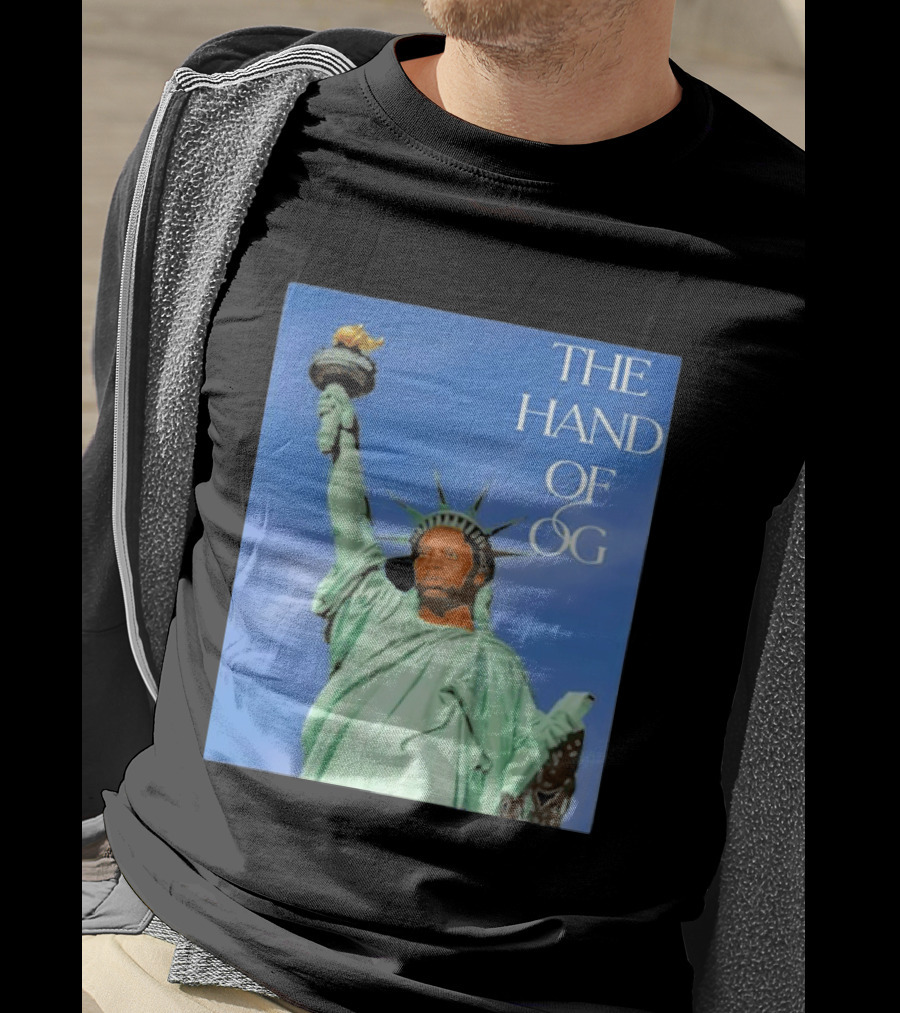 OG Anunoby New York Knicks The Hand Of OG Statue Liberty Fusion T-Shirt