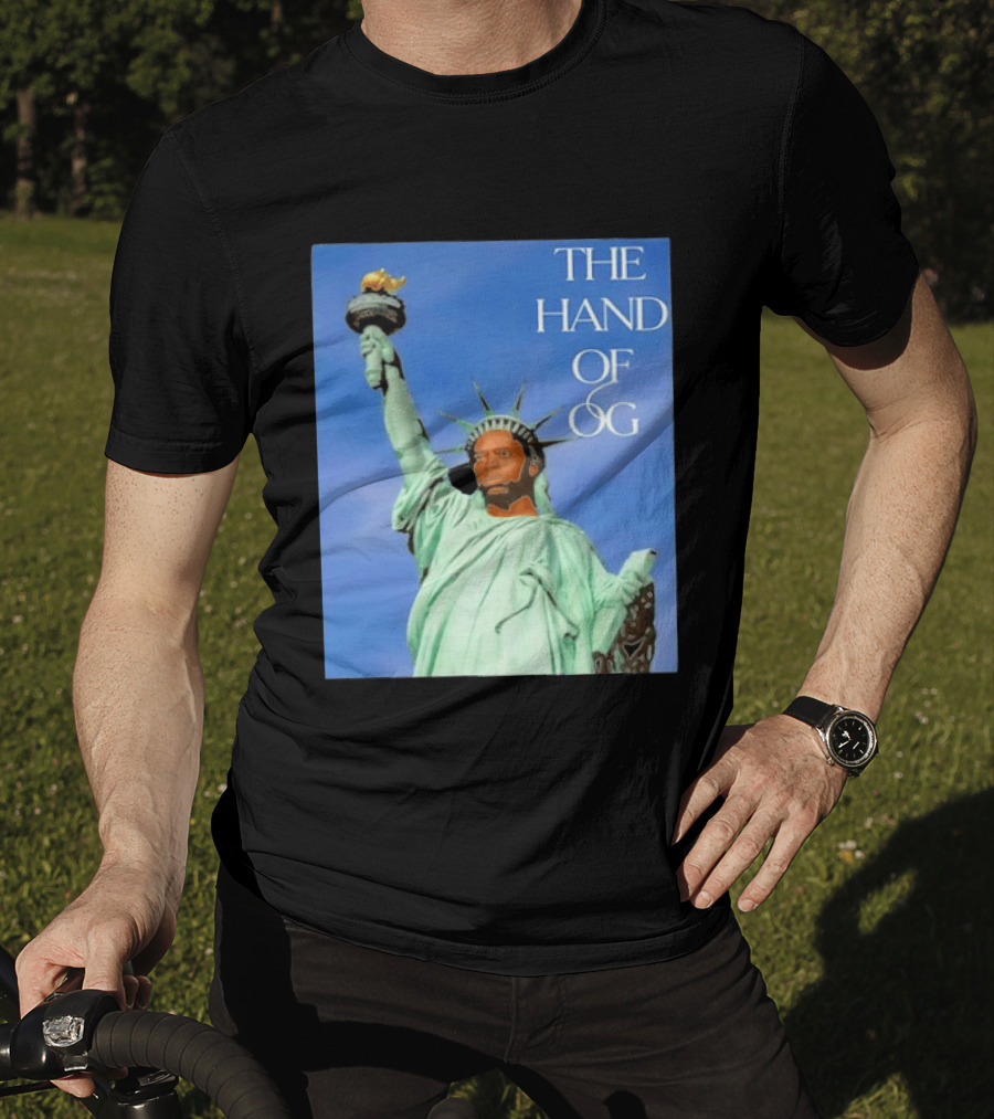 OG Anunoby New York Knicks The Hand Of OG Statue Liberty Fusion T-Shirt