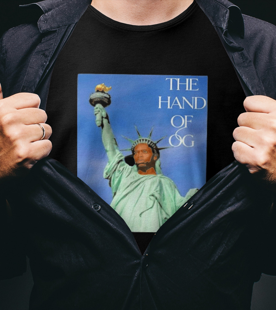 OG Anunoby New York Knicks The Hand Of OG Statue Liberty Fusion T-Shirt