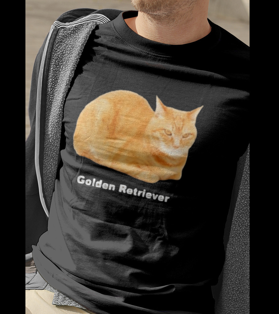 Orange Tabby Cat Golden Retriever Sarcastic Meme Humor T-Shirt