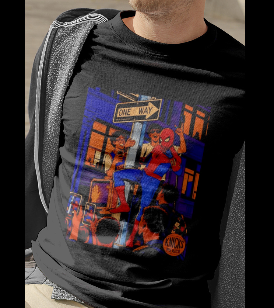 Spider Man One Way New York Knicks Mexico Dept Of Transportation T-Shirt