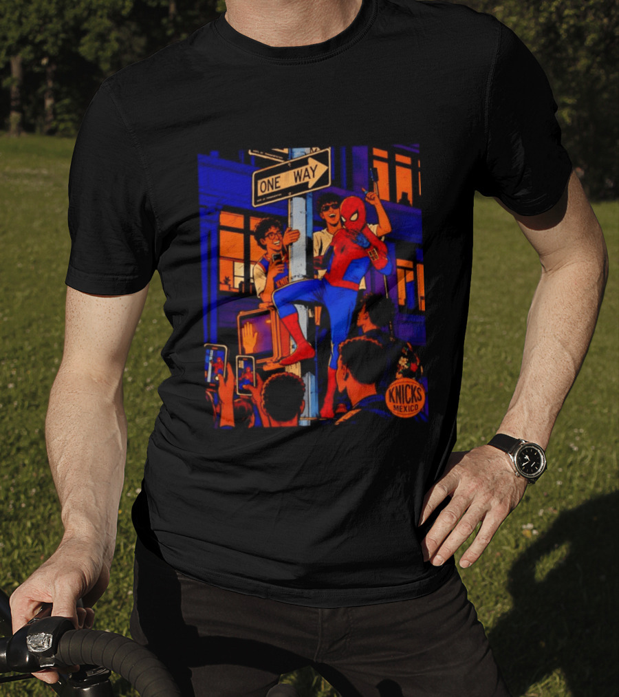 Spider Man One Way New York Knicks Mexico Dept Of Transportation T-Shirt